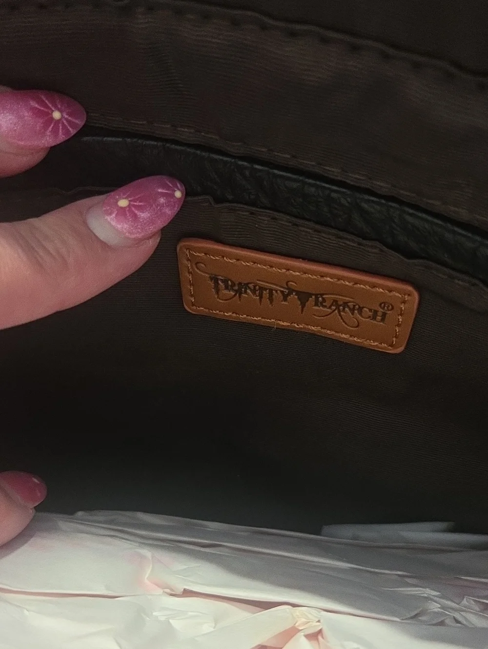Trinity Ranch Genuine Hair-On Cowhide Tooled Collection Concealed Carry Tote NEW